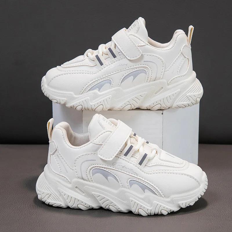 

Детская обувь Кроссовки Искусственная кожа 2024 Зима Новые Детские Удобные Противоскользящие Износостойкие Белые Туфли Мягкая Подошва Повседневная обувь 28-Inner-17.5cm белый