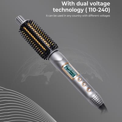 3-In-1 Hair Curler Straightener Anti-Scald Curling Iron Brush Ceramic Ionic Hair Heated Round Brush Electric Curling Wand