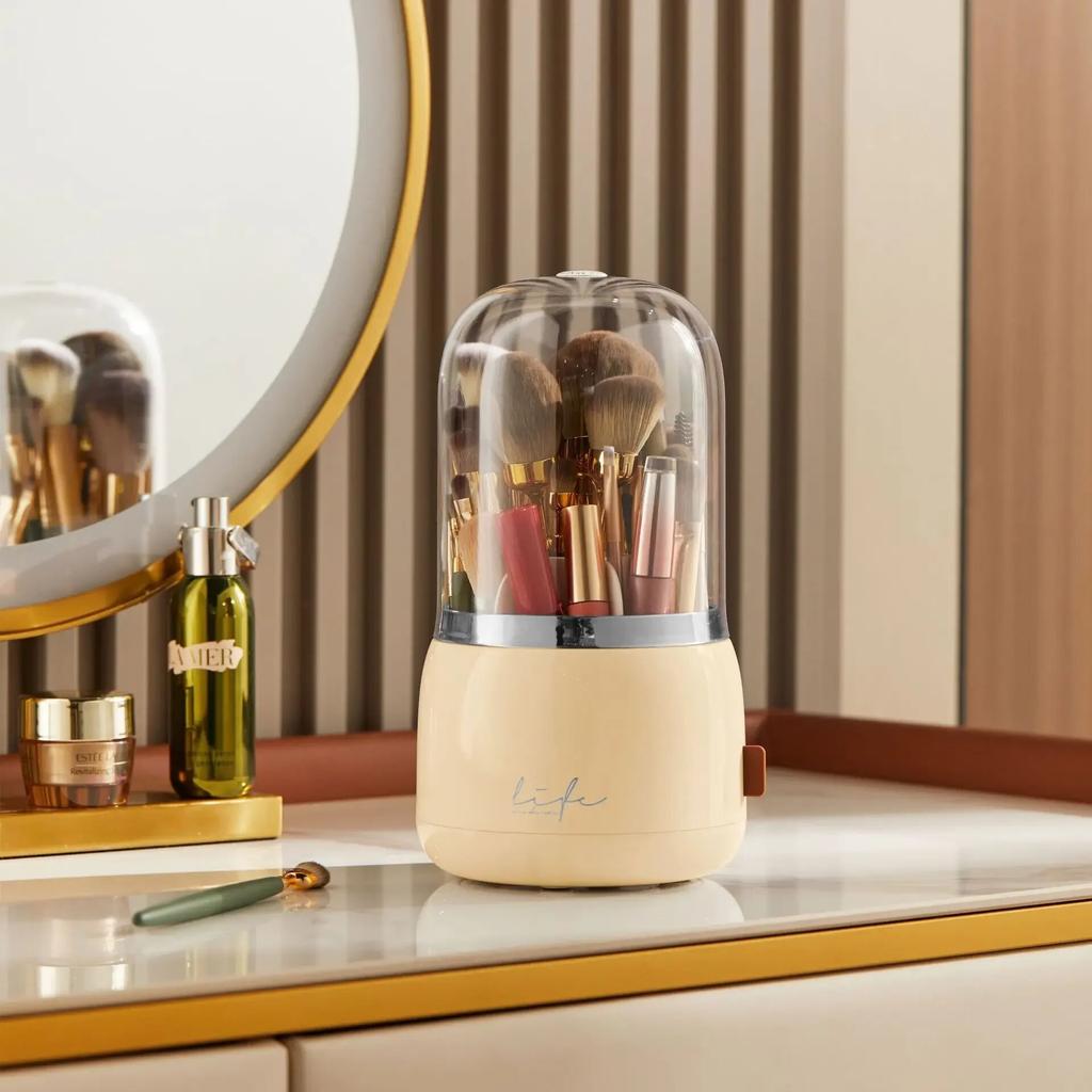Luxury Rotating Makeup Brush Storage Barrel Large Capacity Dustproof Lipstick Eyebrow Pencil Cosmetic Storage Box Cross-border