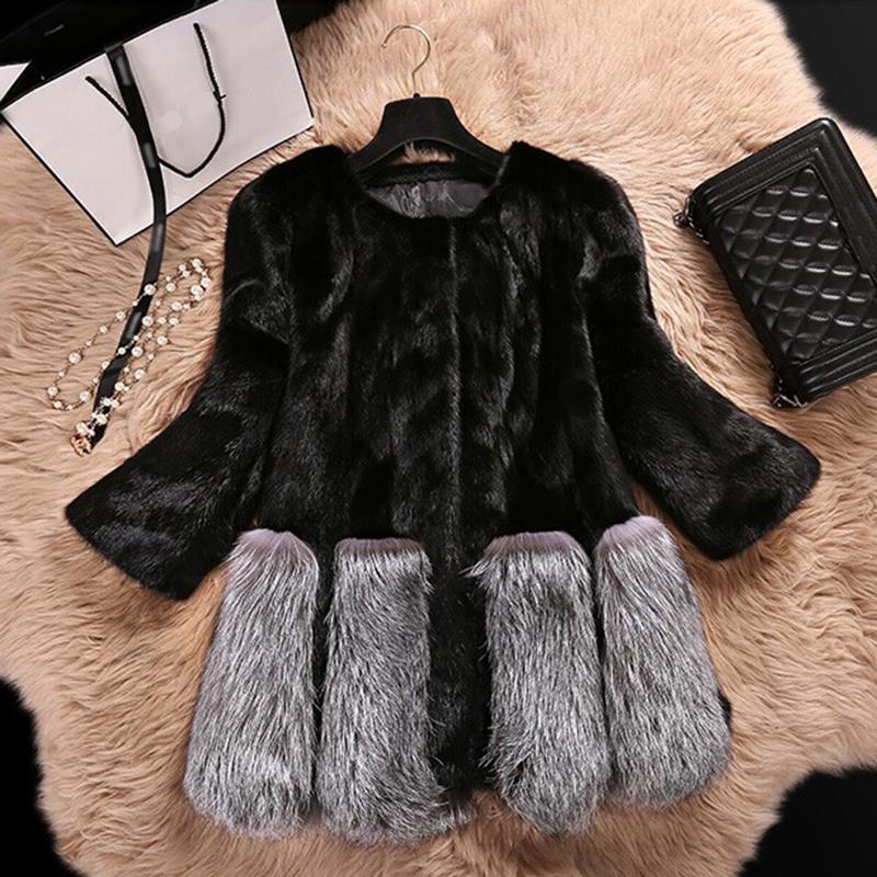 Winter new imitation fur coat women's imitation mink coat medium and long women's clothing
