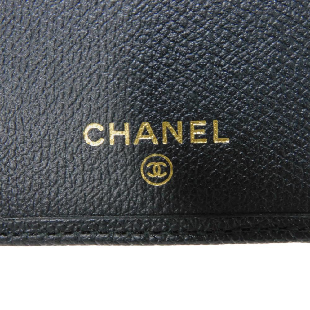 Used 10097 COCO Button Long Flap Wallet A20905 7940 Excellent Condition CC Mark Calfskin Enamel 9th Series COCO Mark