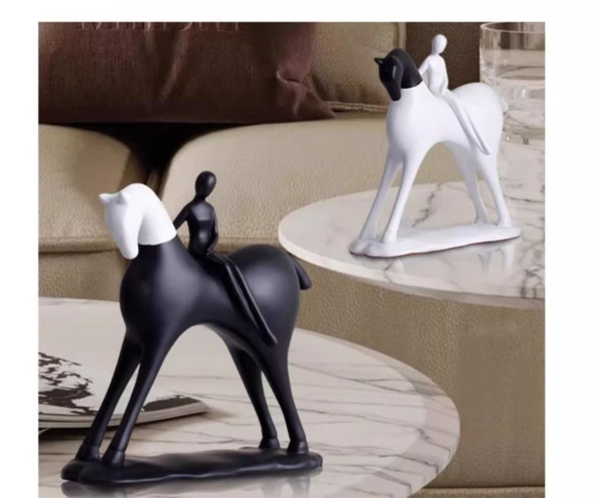 Modern Minimalist Abstract Horseman Resin Ornaments Home Living Room Bookcase Figurines Decoration Store Office Sculpture Crafts