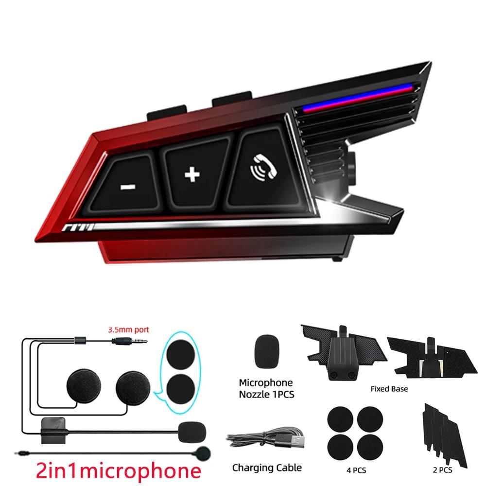 

Bluetooth 5,3 гарнитура для шлема, беспроводной комплект громкой связи для звонков, мотоциклетные водонепроницаемые наушники, MP3-плеер, динамик для мотоцикла красный