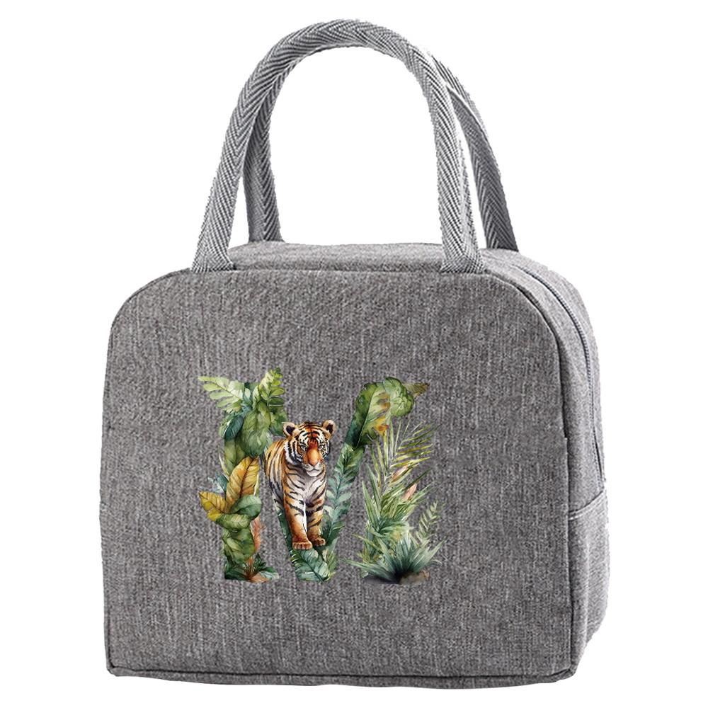 Portable Food Insulation for Traveling Jungle Tiger Letter Printing Box Picnic Waterproof Oxford Zipper Insulation Lunch Bag