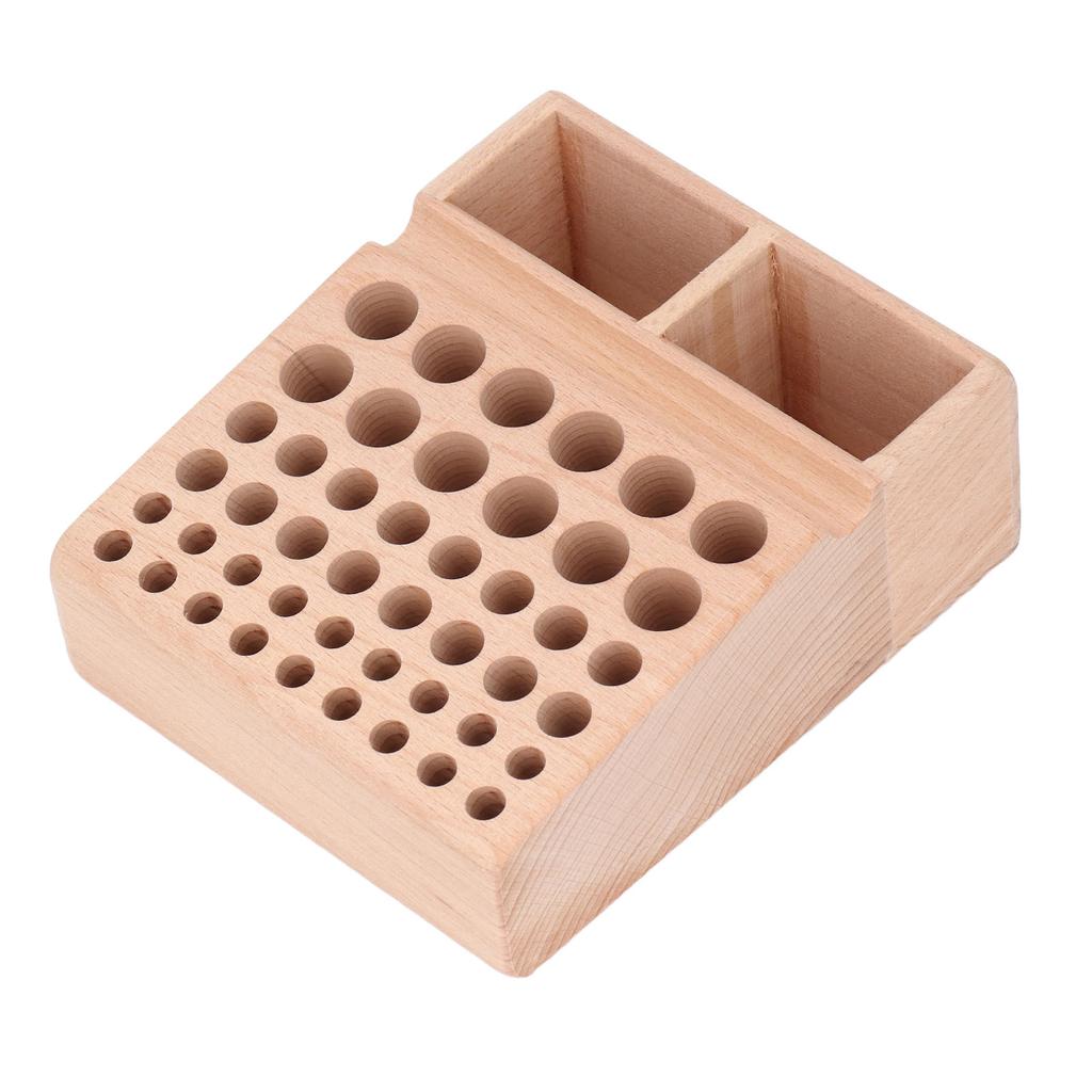 Leather Craft Tool Holder Beech Wooden Stand Crafting Organizer 46 Hole with Grooves for Hole Punch