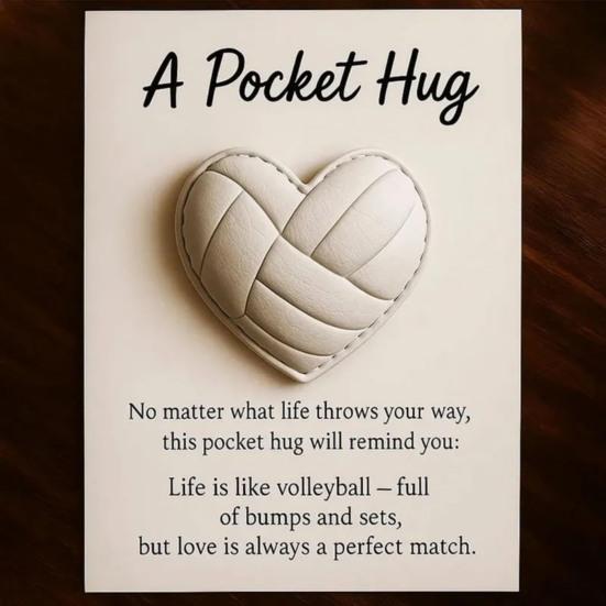 Volleyball Pocket Hug Heart-Shaped Volleyball Ornament with Inspirational Card Emotional Support Mini Pocket Hug Gifts for Sports Enthusiasts