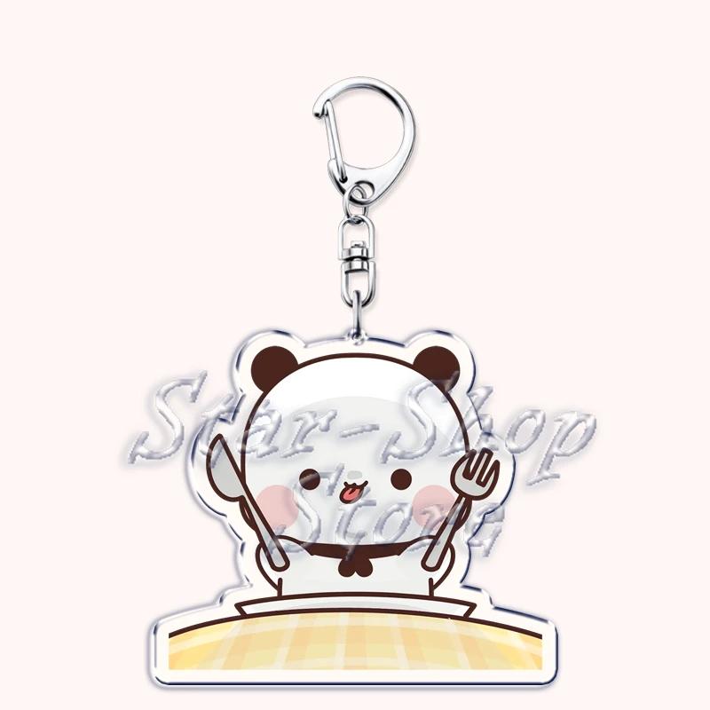 Lovely Bubu Eat Dudu Keychains Love Couple Grey Bear Panda Yier Keyring for Accessories Bag Key Chain Jewelry Fans Lover Gifts