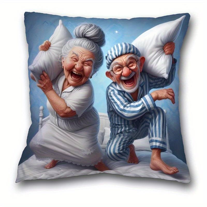 Whimsical Elderly CharacterPrinted Pillowcases for Unique Home Decor Sofa Seat Mattress Coverhome Decoration
