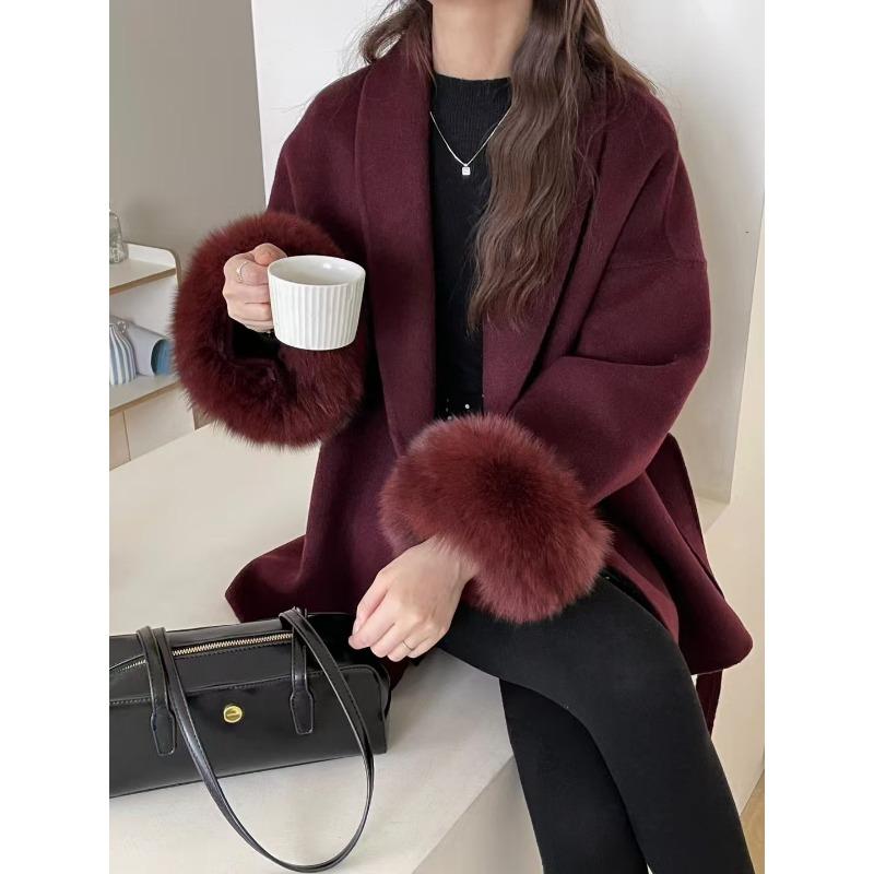 

Новое двухстороннее шерстяное пальто средней длины в корейском стиле, свободное повседневное шерстяное пальто M