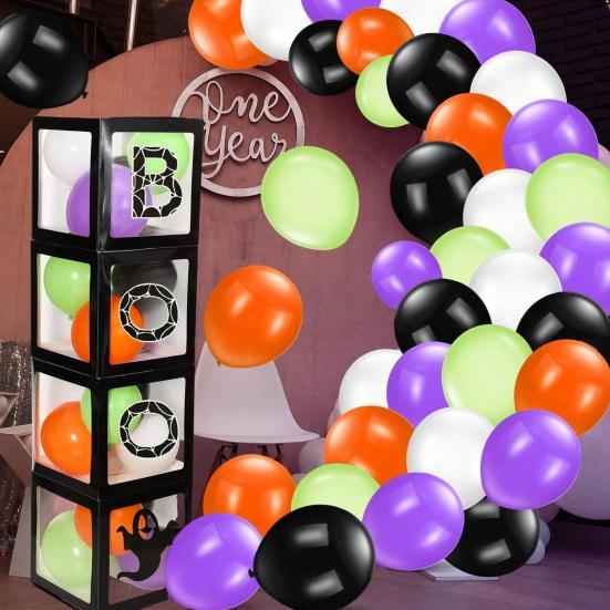 4 Pcs Halloween Balloon Box Transparent Boo Ghost Balloon Box for Halloween Baby Shower Gender Reveal Birthday Party Decor