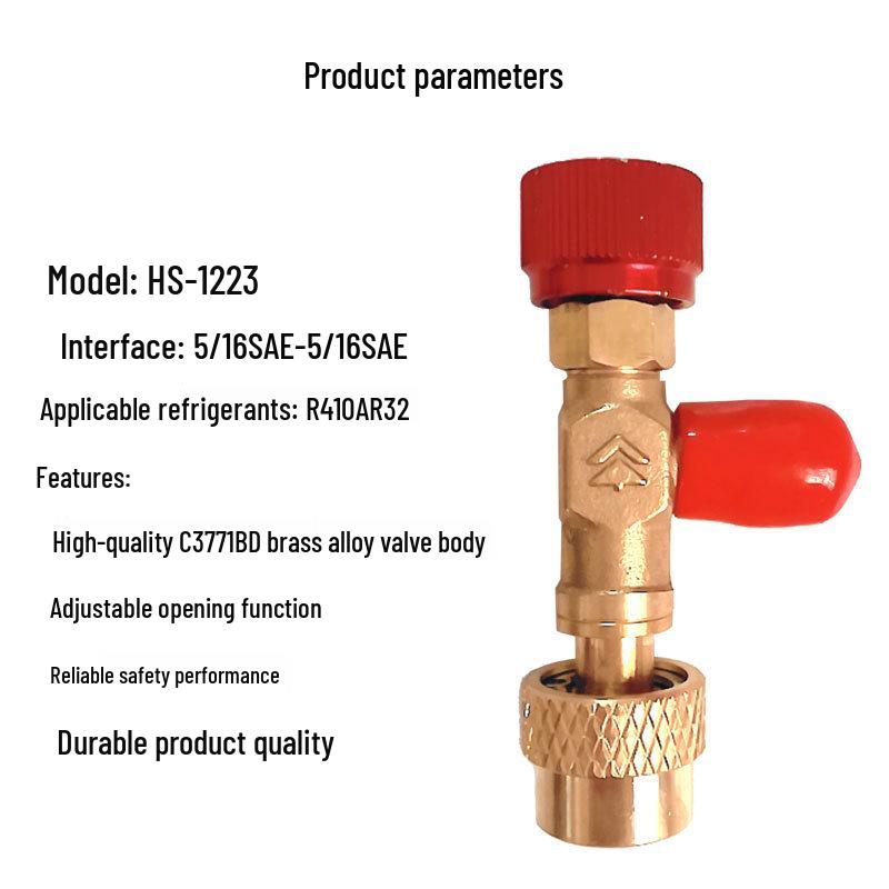 HS-1223 R410 Refrigerant Charging Valve (5/16 SAE Male & Female Threads) - 1 Piece.