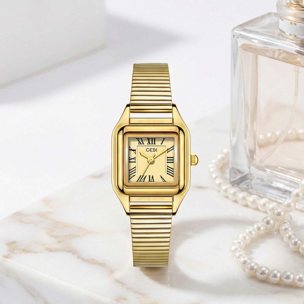 New Luxury Brand Women's Watch Simplicity Square Dial Design Ladies' Quartz Watch Fashion Elegant Gold Female Clock Reloj Mujer