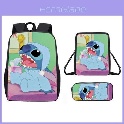 Stitch Cartoon Backpack For Kids Oxford Fabric Waterproof School Bag With Breathable Straps