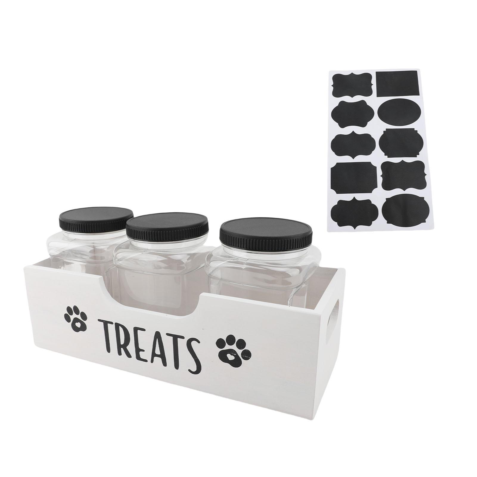 Dog Treat Organizer Container Dog Treat Holder with 3 Jar Decorative Cat Treat Container for Home Pet Shop nero