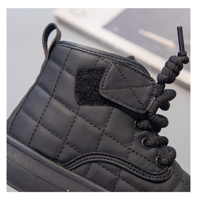 New Autumn and Winter Fashion Casual Thick-soled Plaid Warm Cotton Boots for Boys and Girls