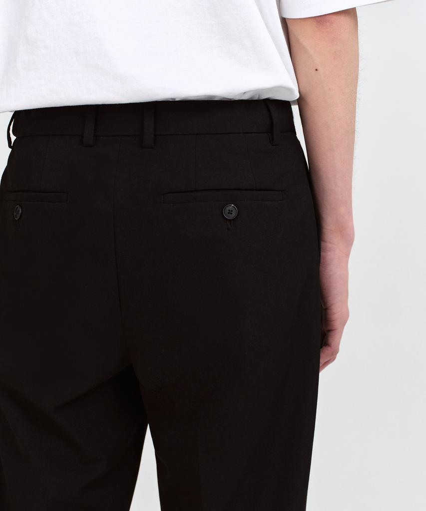 MUSINSA STANDARD Semi-Wide Hidden Banding Slacks [Black]