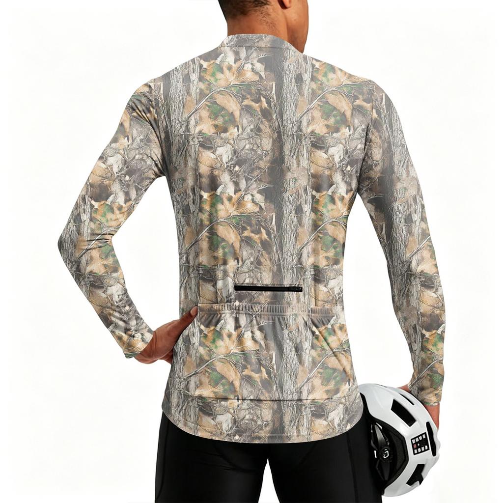 Men's Long Sleeve Cycling Jersey Breathable Quick Dry Zip Front Pullover Lightweight Athletic Top for Outdoor Sports
