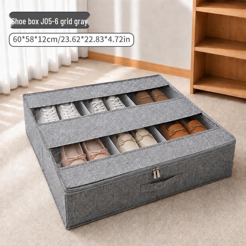 Under-Bed Transparent Shoe Storage Box with Steel Frame, Foldable & No-Install