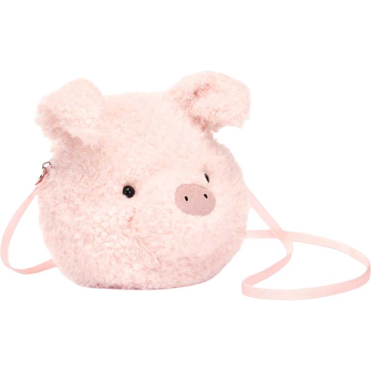 JELLYCAT Farm Animal Collection Crossbody Piglet Bag, Pink Dolls Plush Doll 19cm Height