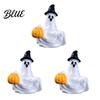 Durable Halloween Figurine 3Pcs Mini Resin Figurines Miniature Pumpkin Ghost Grim Reaper Castle