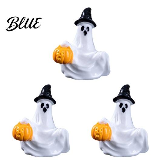 Durable Halloween Figurine 3Pcs Mini Resin Figurines Miniature Pumpkin Ghost Grim Reaper Castle