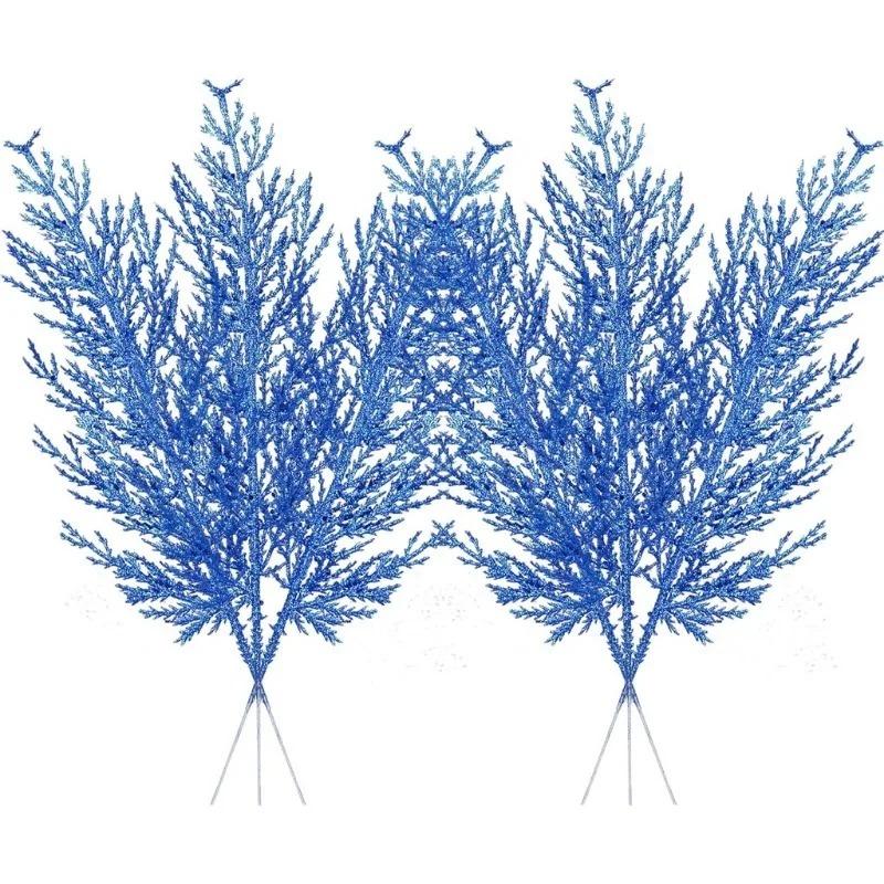 

3 шт. Рождественские искусственные сверкающие сосновые листья, ветки, украшение, подвеска для рождественской елки, новогодний DIY домашний декор для комнаты 3Pcs синий