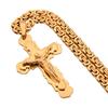 Nuova Moda 316 Acciaio Inossidabile Uomo Donna Colore Argento Ciondolo Croce Collana con 6mm 18-30 Pollici Catena Maglia Bizantina