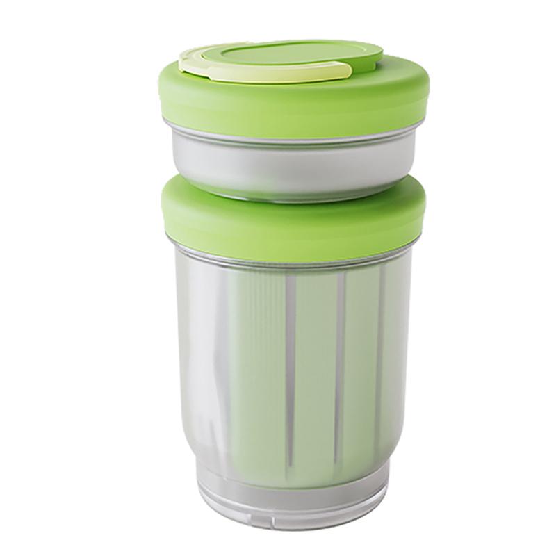 Portable Fruit Cup With Fork, Double-Layer Draining Salad Container, Leak-Proof Food Storage Box For Office, Picnic, And Travel