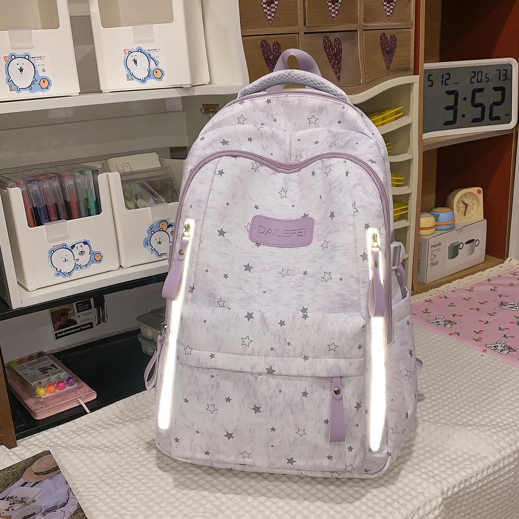 Schoolbag new ins wind three-piece schoolbag high value junior high school students large capacity load reduction nylon backpack