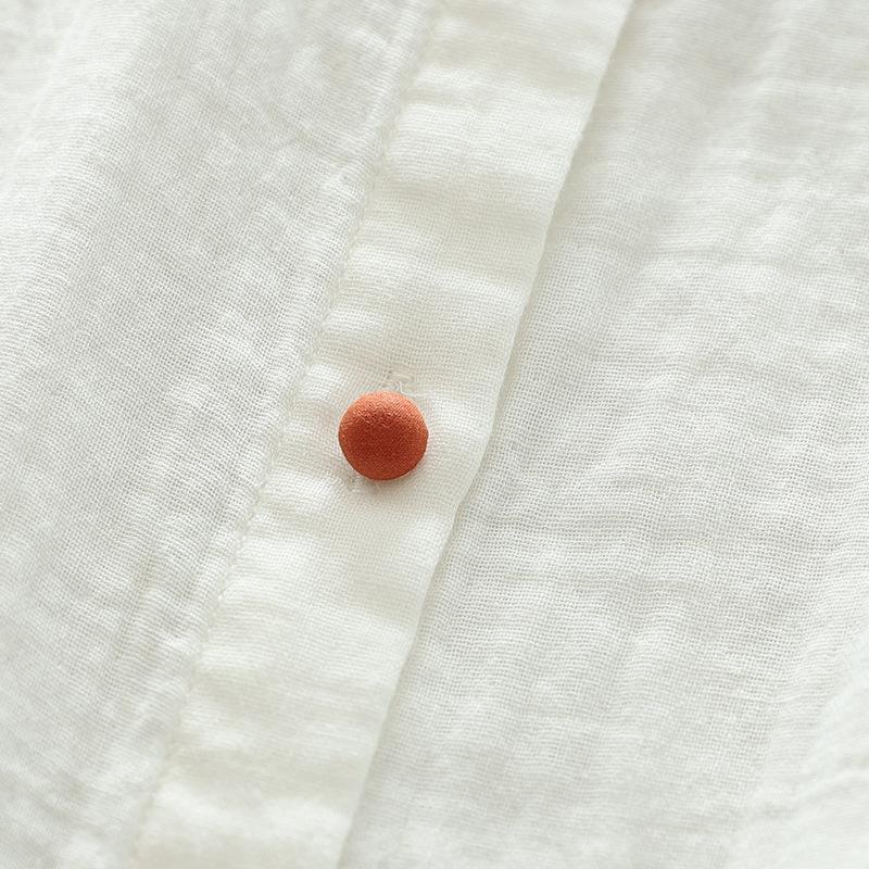 Ženy Bílé Košile Dvojité Halenky z bavlněné příze Dlouhý rukáv Barva Knoflíček Dámské topy Dámské oblečení 2024 Jaro Nové příchody