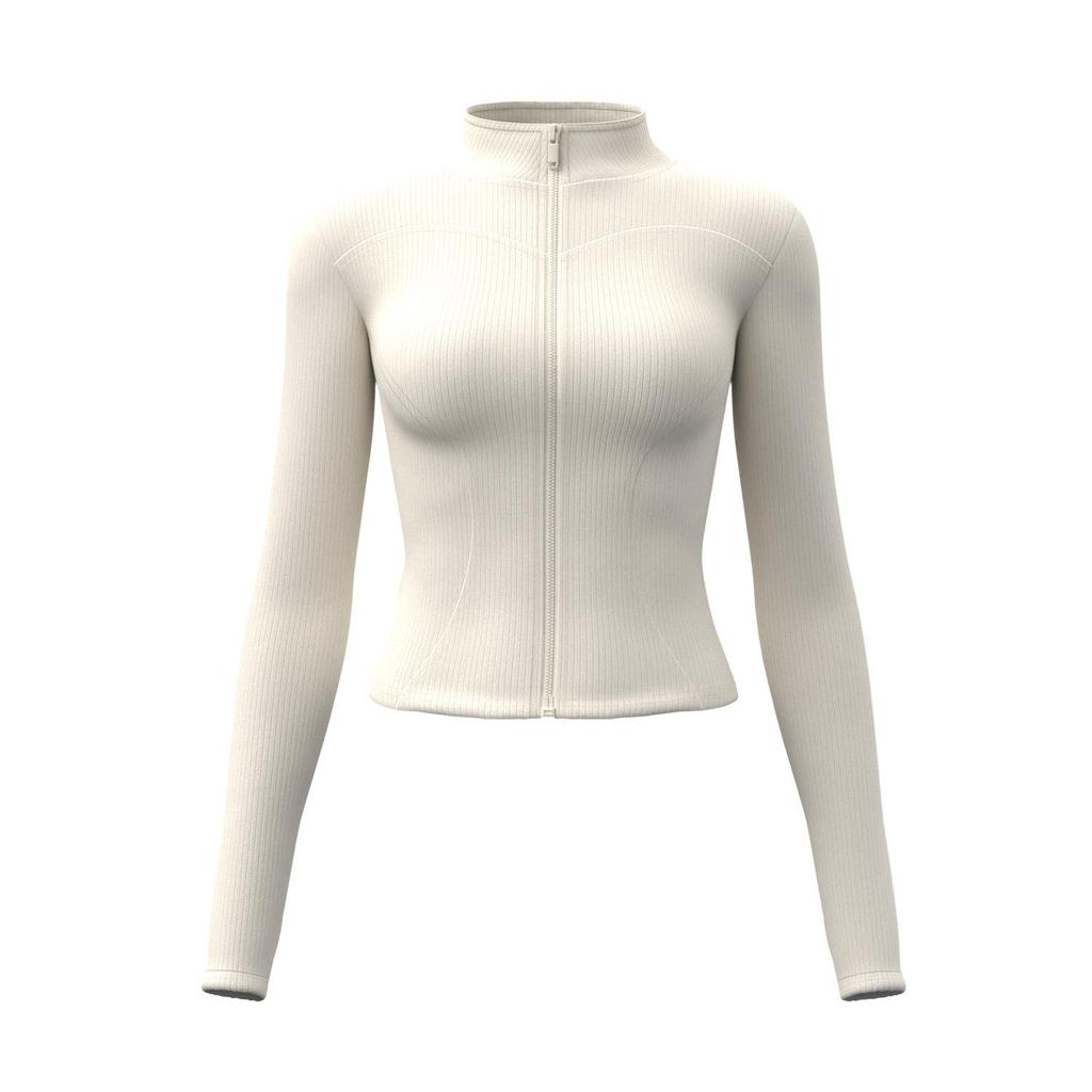 Juyitang Women's Slim-Fit Striped Yoga Jacket – Long Sleeve, Elastic, Ribbed, and Lightweight