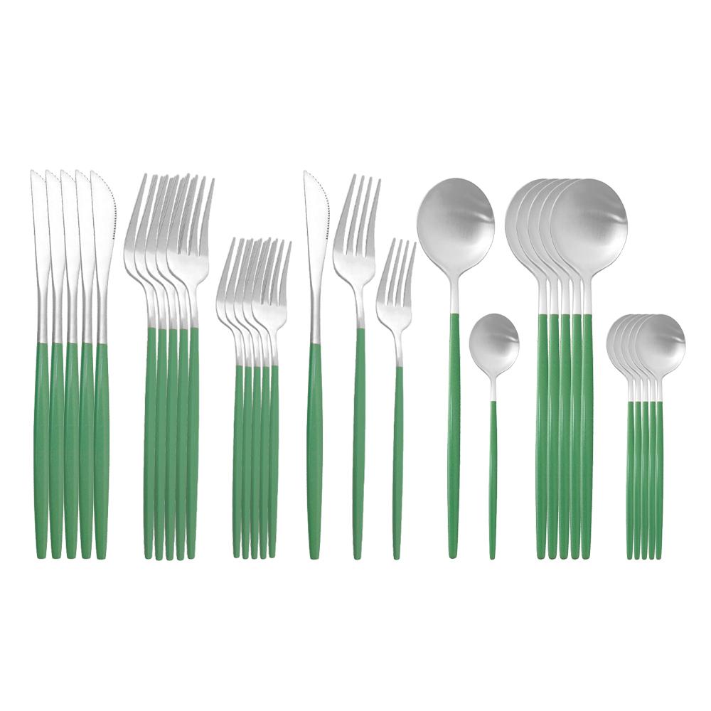 30Pcs Matte Black Gold Cutlery Set Stainless Steel Dinnerware Knife Dessert Fork Spoon Dinner Silverware Party Tableware Set