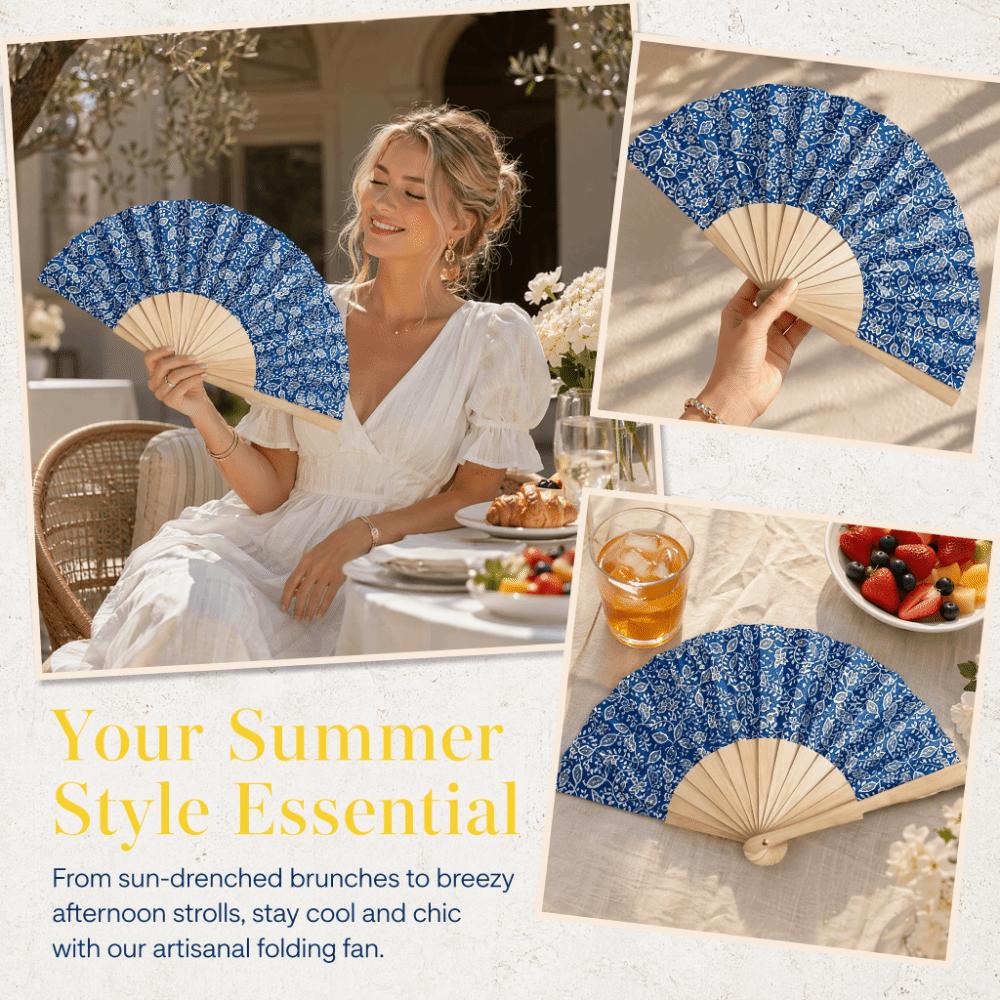 Wooden Handle Folding Hand Fan Lemon Print Hand Cranked Fan Lightweight Handheld Fan  Photography