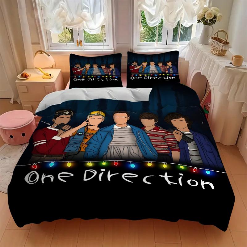3Pcs One Direction Adventure Bedding Set Soft Fabric Duvet Cover Pillowcases Home Christmas Xmas Halloween Gift 1 Duvet Cover 2 Pillowcase G1234