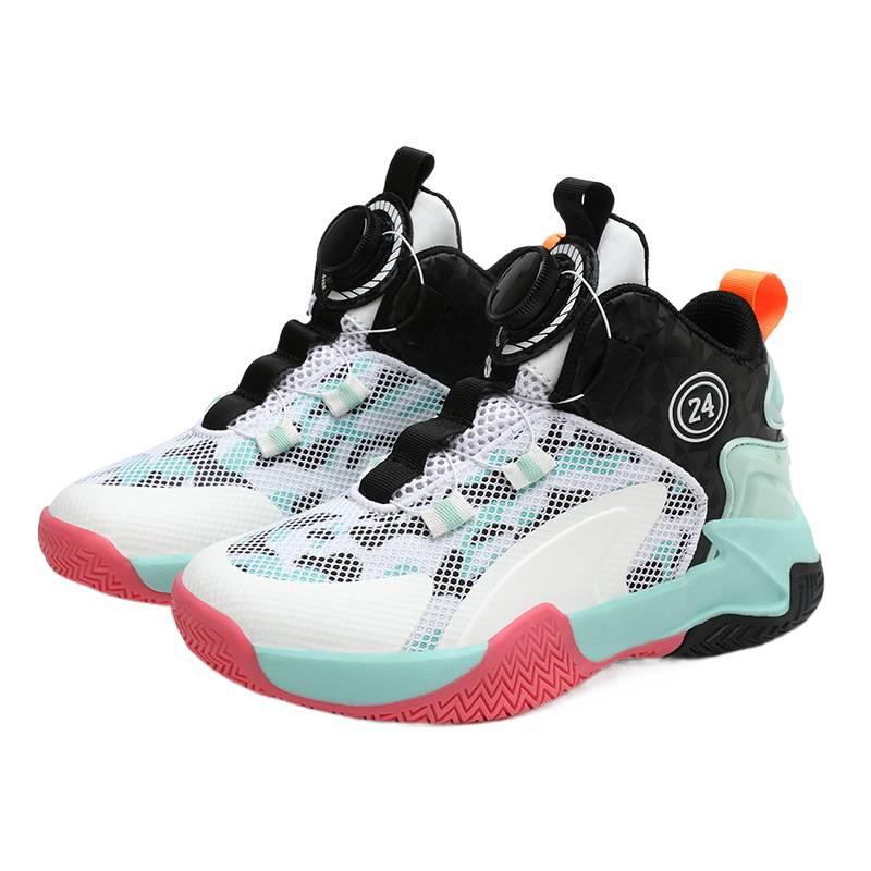 God of War boys basketball shoes 2025 spring and summer new classmates rotating button children's sneakers non-slip girls' sneakers