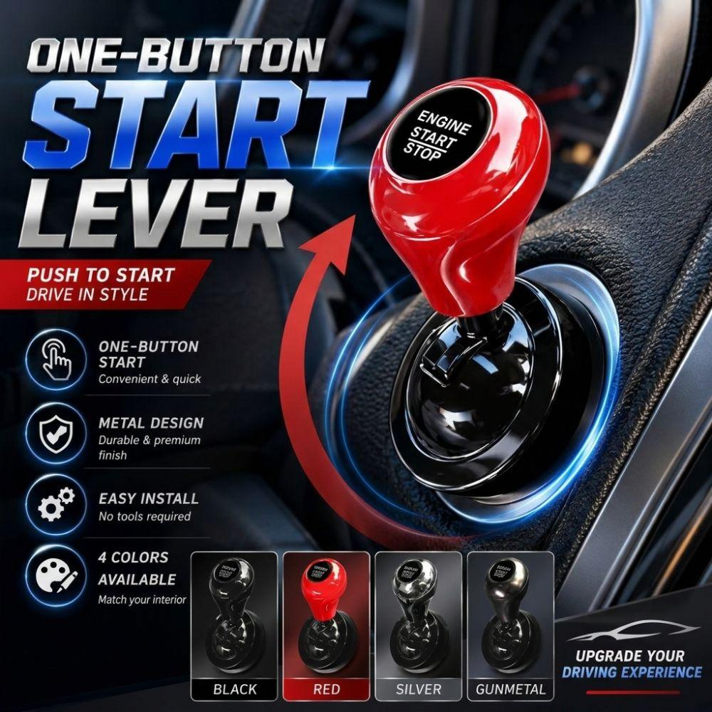 Cue Stick Shape Car Starter Lever All Metal Car Keyless Start Sticker Vehicle Start Button