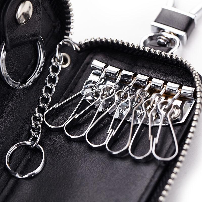 Cow Split Leather Men Women Key Holder House Keychain Bag Organizer Car Key Case Pouch Multifunctional Small Wallet Mini Purse