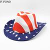 Winter Women Men Fedora Hat USA Flag Print Gentleman Western Cowboy Hat Cowgirl Felt Jazz Cap Sombrero Hombre