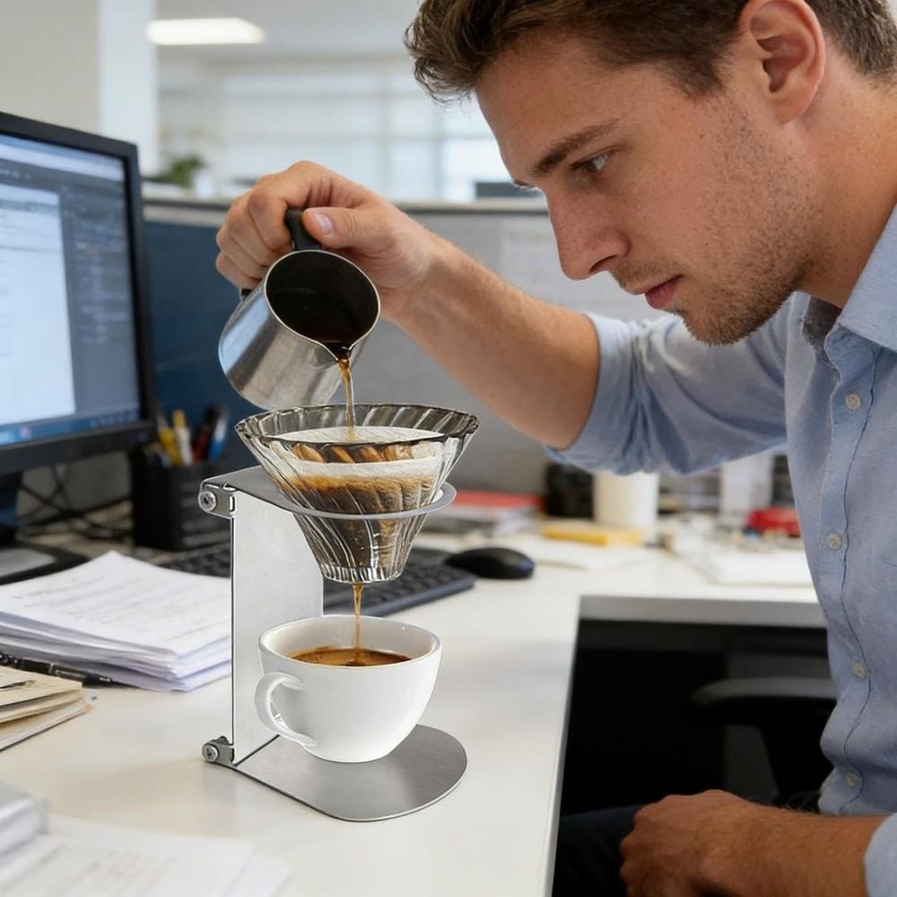 Stainless Steel Coffee Drip Stand Folding Coffee Filter Holder Hand Brew Bracket  Office Use