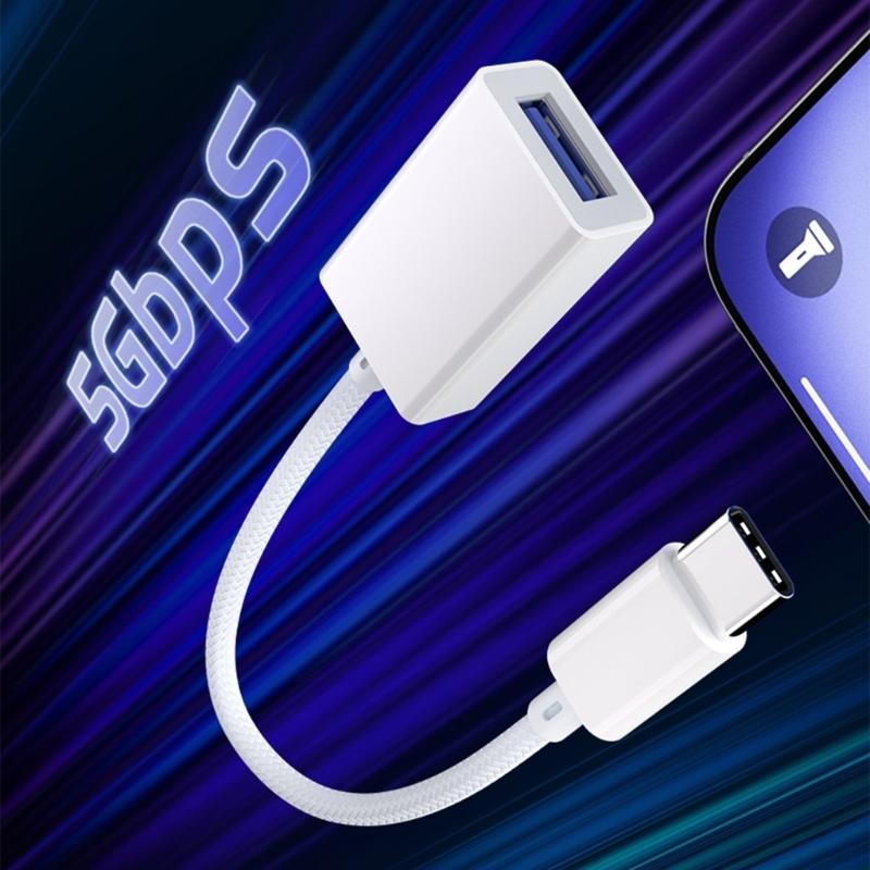 Reversible Type C To USB3.0 OTG Adapter Cable for Fast Data Transfer Compatibles Various USB C Devices and Switches