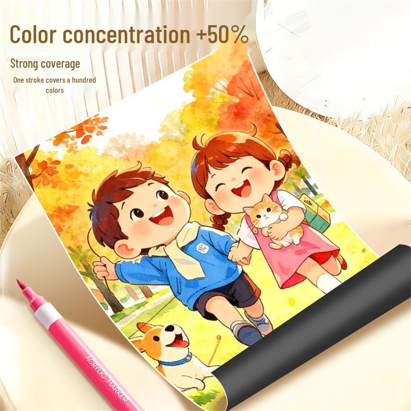 Opaque Multi-Color Acrylic Markers with Soft Tip, Waterproof for Students & Kids' Art, Kindergarten, Graffiti