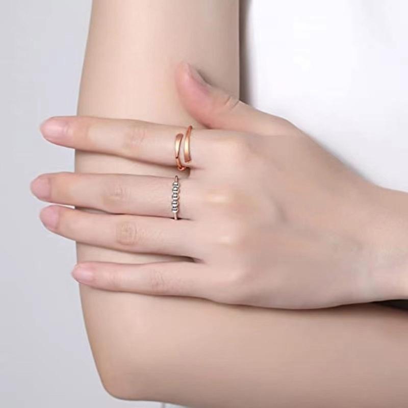 Multifuntional Beaded Rings Adjustable Opening Finger Rings Copper Texture Suitable for Daily and Various Occasion
