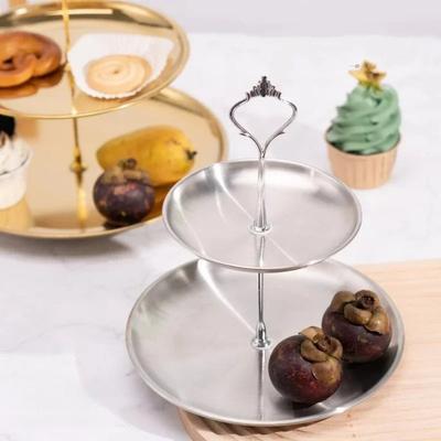 Three-layer Stainless Steel Cake Tray, Cake, Snack Plate, Birthday, Wedding Party Dessert Stand, Table Dessert Display Stan