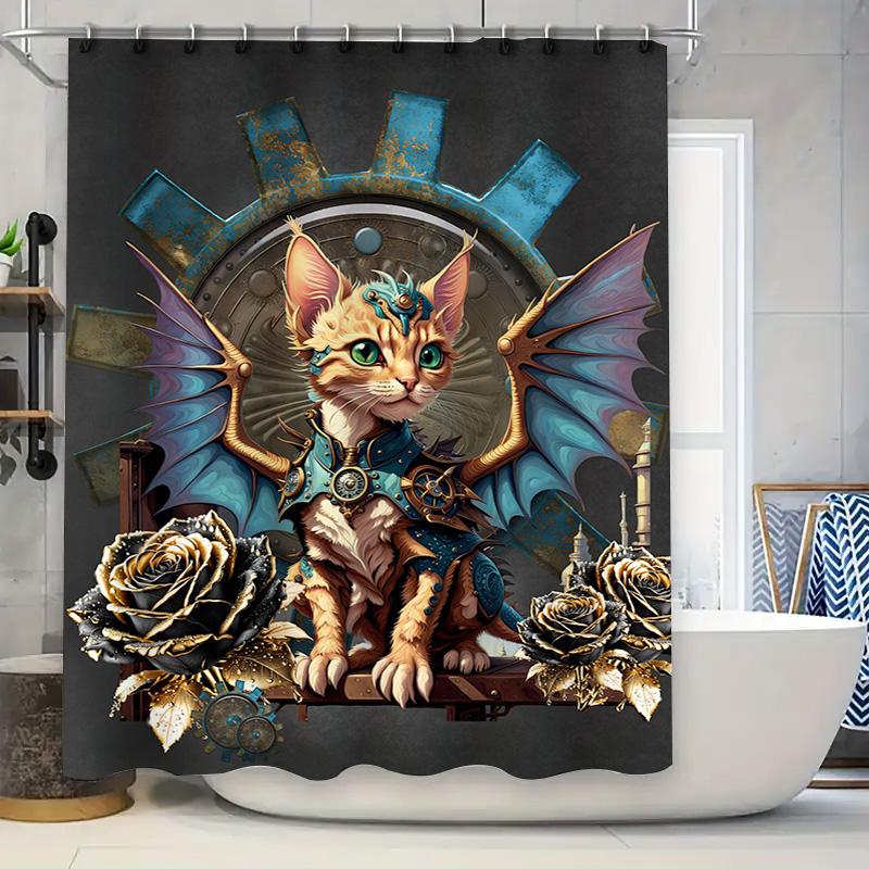 

Modern Blue Geometric Print Shower Curtain For Bathroom Decor Extra Long Size Waterproof Fabric White Bathtub Set Included (128 W60H190(CM)-1 Pcs