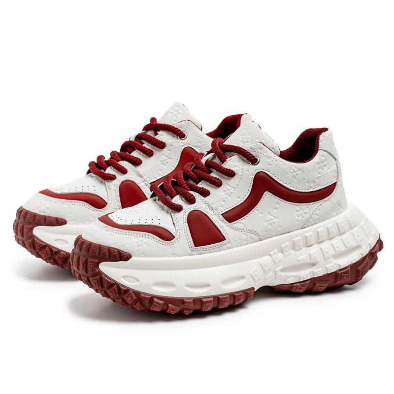 Fashion Men Sneaker Designer Fashion Casual Retro Leather Fabric Height Increased Flat Platform Shoes Student Lace Up Running Shoes