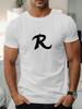 Men's Summer 100% Cotton Fashion R Pattern Printed Casual Sports Loose Round Neck Short Sleeve T-shirt Versatile Top