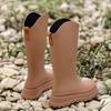 Stylish Women's Rain Shoes: Suitable For Outdoor Wear, Adult High-cylinder Water Shoes, Thick-soled, Waterproof With Cuffed Open
