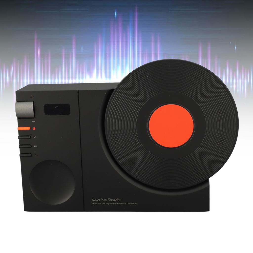 Vintage   Record Player     Speaker USB Rechargeable Old Fashioned Portable Wireless Speaker with Time Display