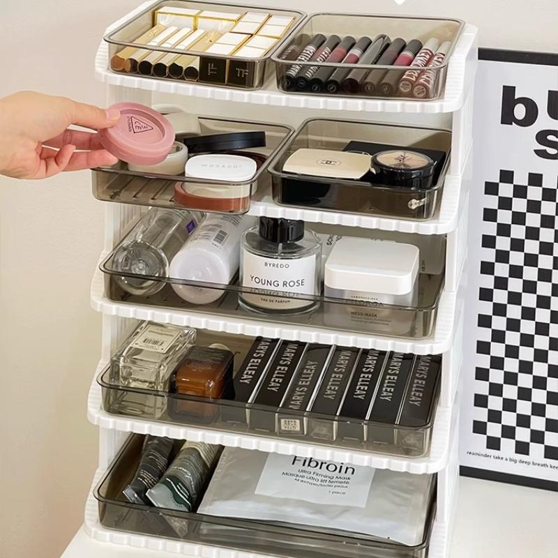 Cosmetic Organizer Makeup Storage Box Desktop Office Multi-function Organizing Box Table Clear Drawer Multi-layers Storage Racks