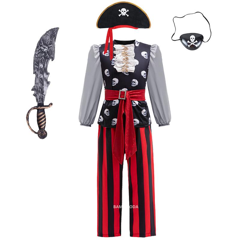 Halloween Caribische Kapitein Jack Sparrow Cosplay Kostuum Carnavalsfeest Meisjes Piraat Verkleden Piraat Cape Accessoires 130(6T) gray